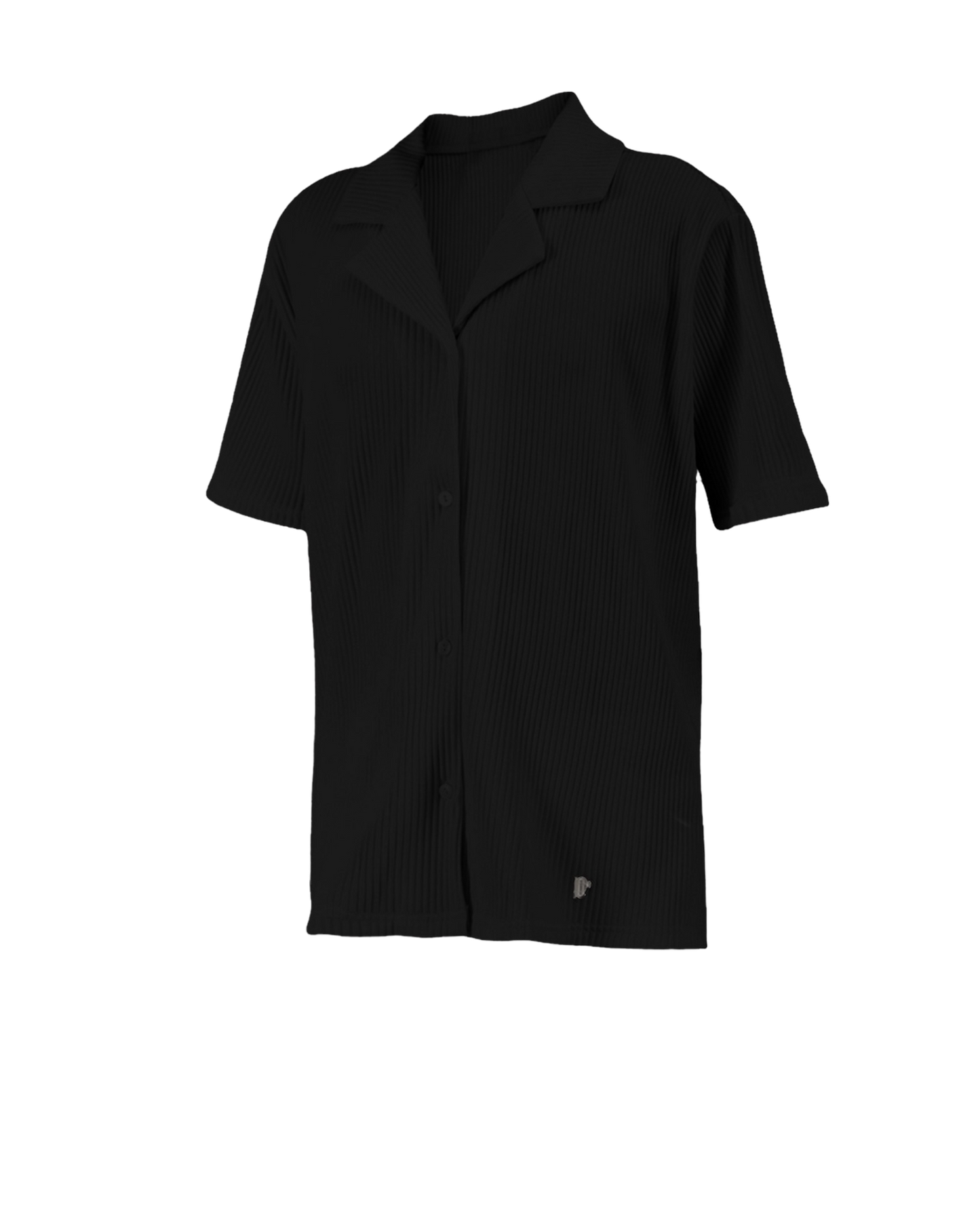 JET-BLACK PLEATED SHIRT .