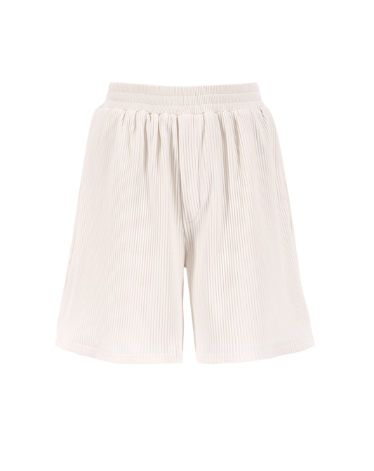 IVORY PLEATED SHORTS .