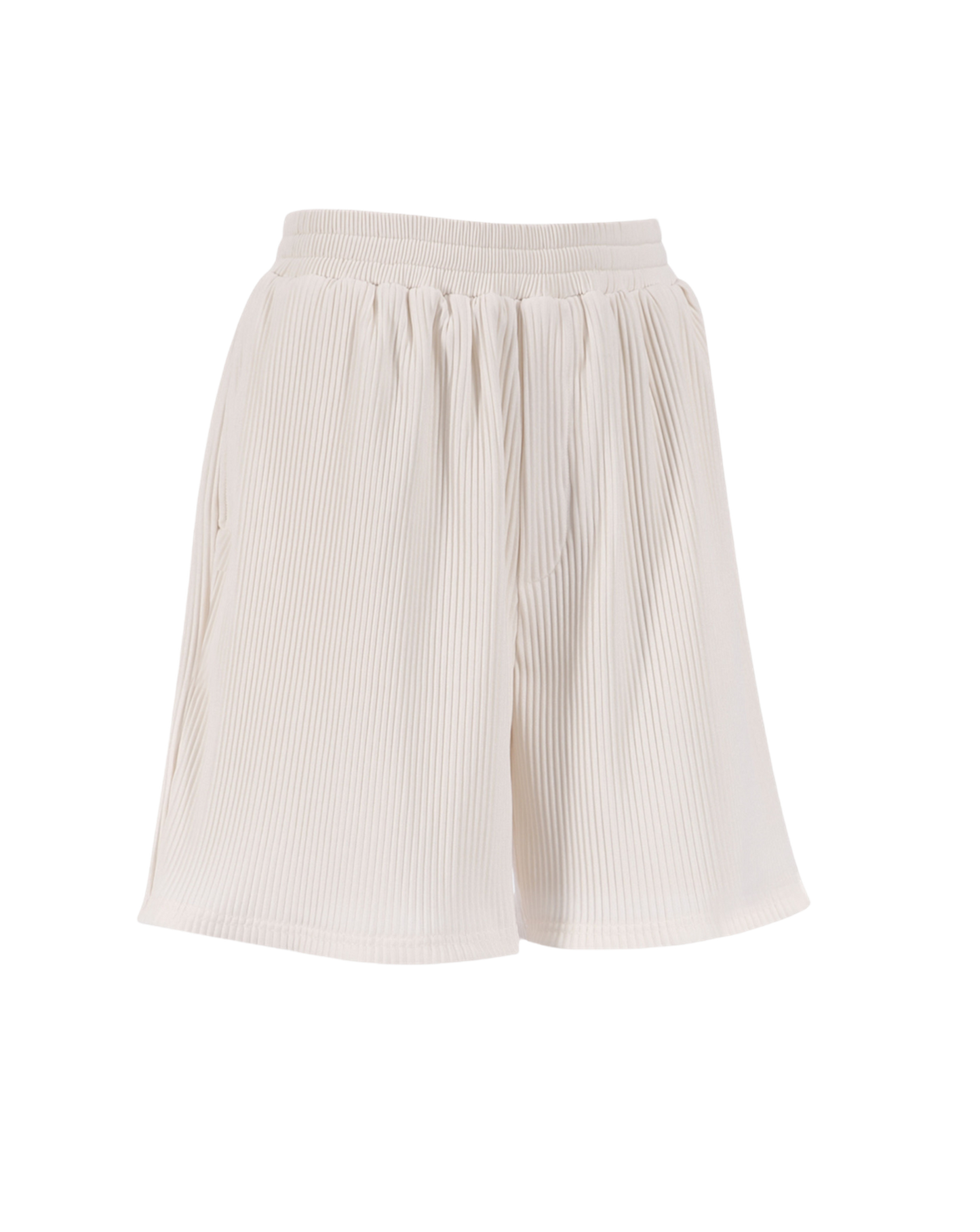 JET-BLACK PLEATED SHORTS .