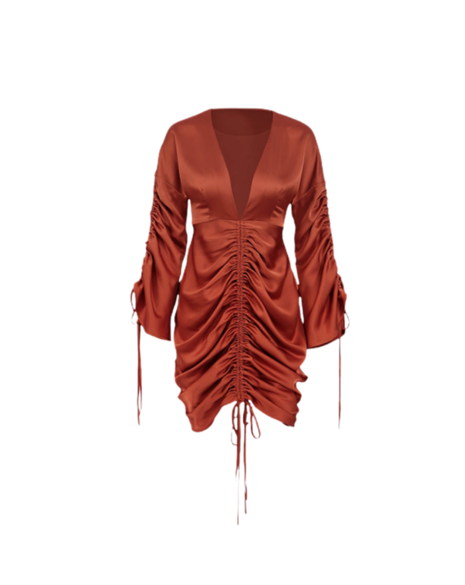 MULTI RUCHE STRING DRESS .