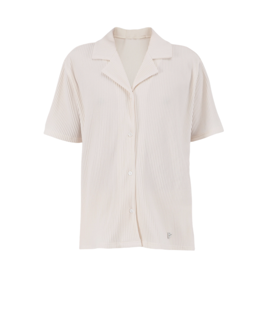 IVORY PLEATED SHIRT .